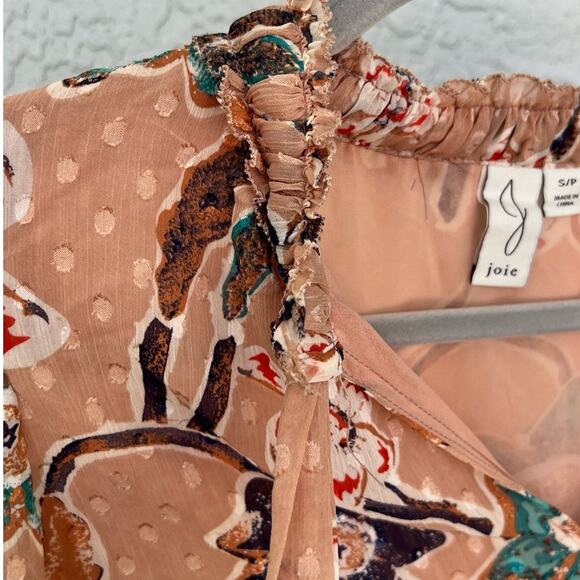 Joie Women's Delicate Blouse - Floral Print, Tie Neck, Size Small - Picture 3 of 11